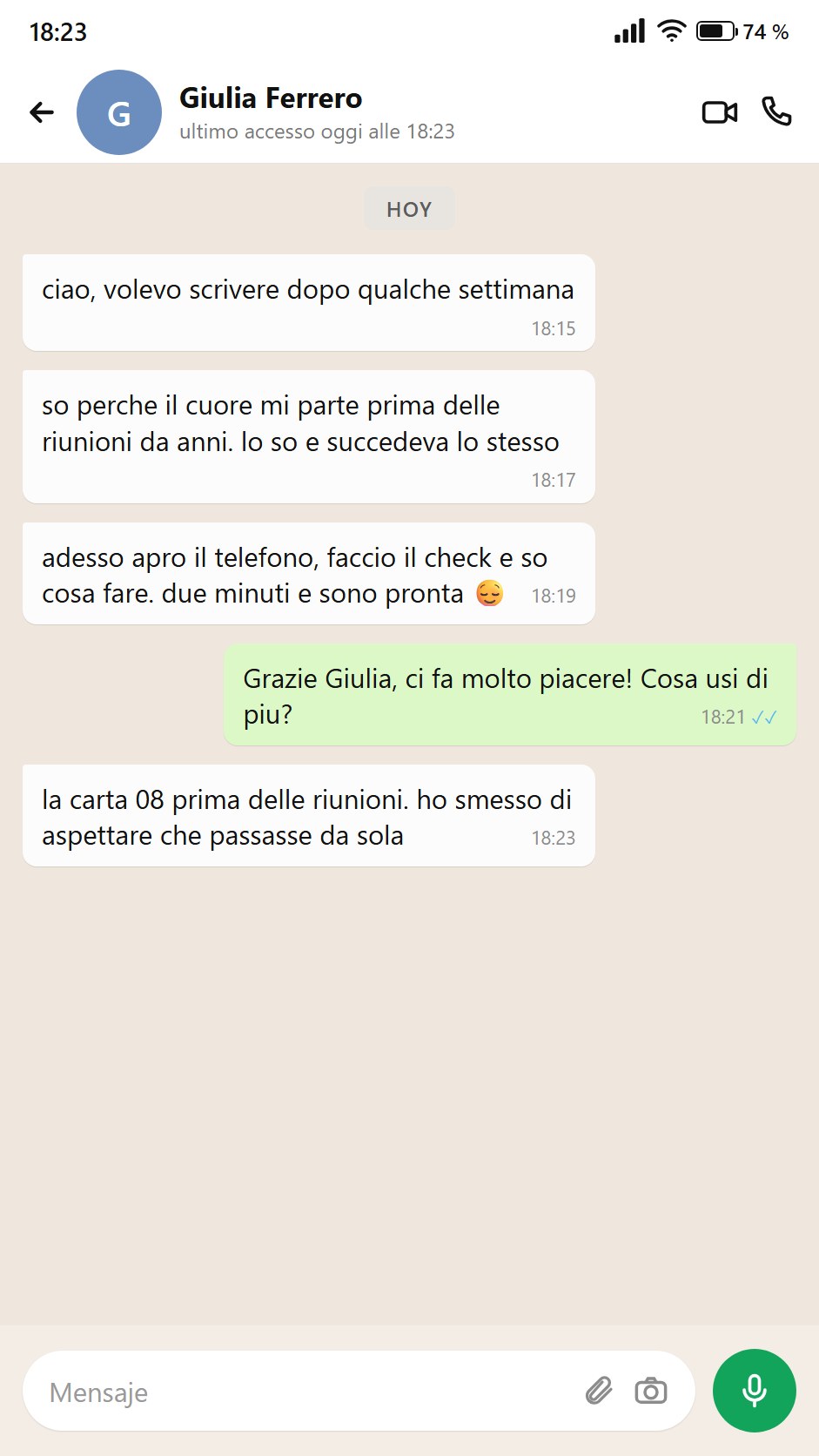 Giulia racconta come ha smesso di aspettare che il corpo si calmasse da solo