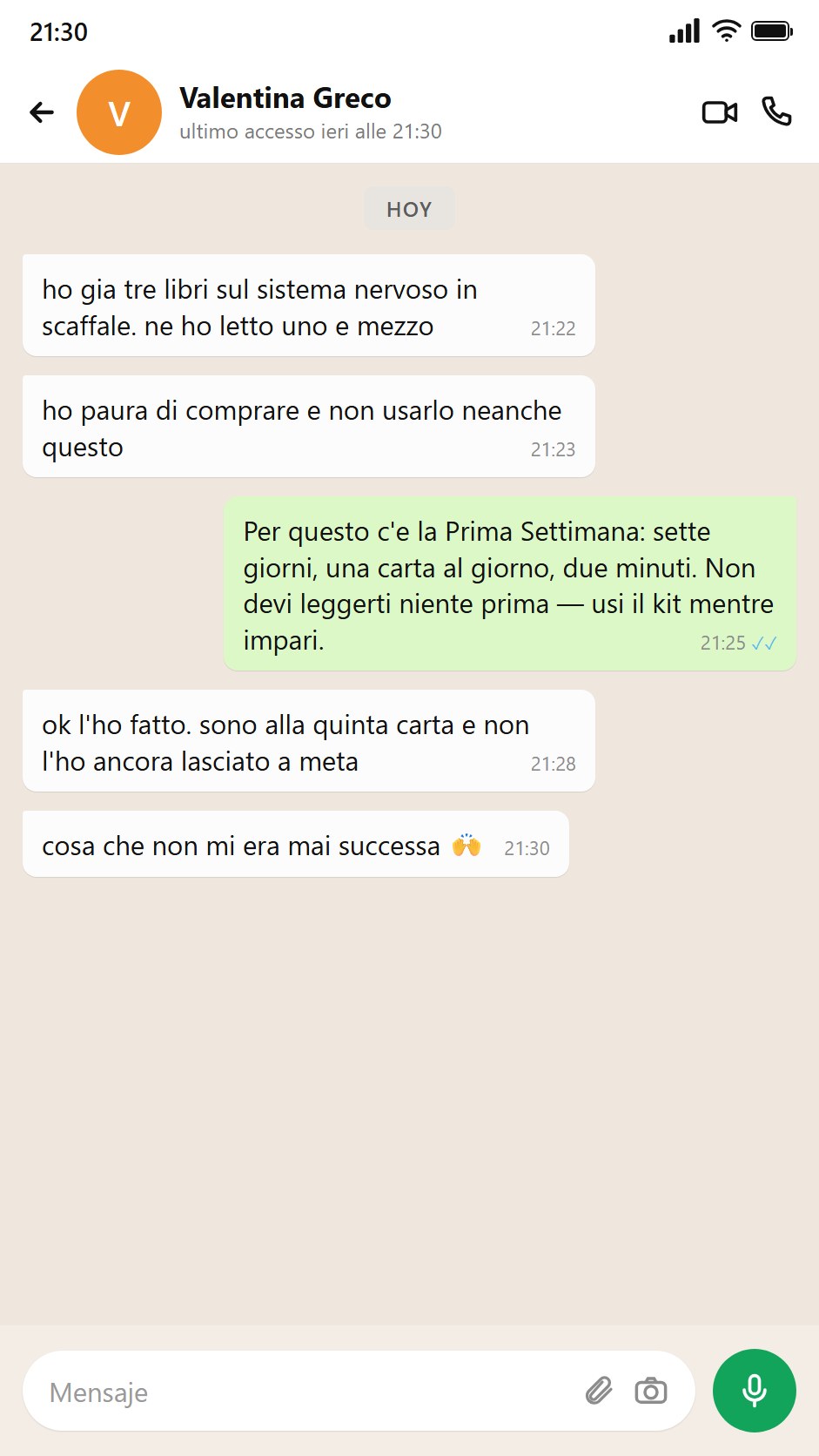 Valentina usa il kit ogni giorno senza averlo lasciato a meta