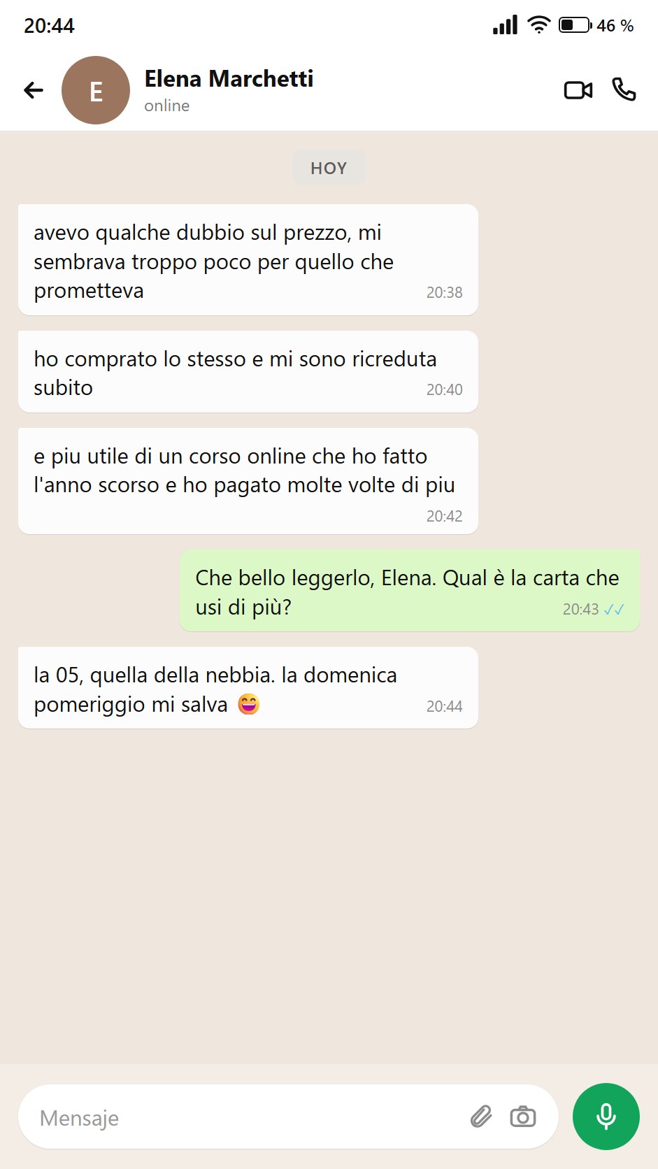 Elena racconta che vale molto di piu di quello che ha pagato